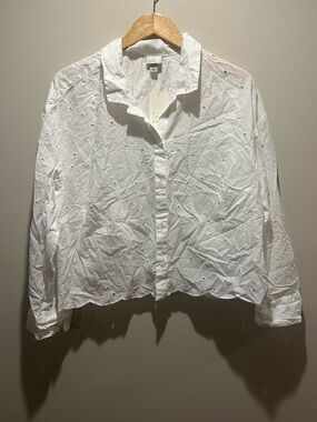 a new day White Eyelet Button-Down Shirt